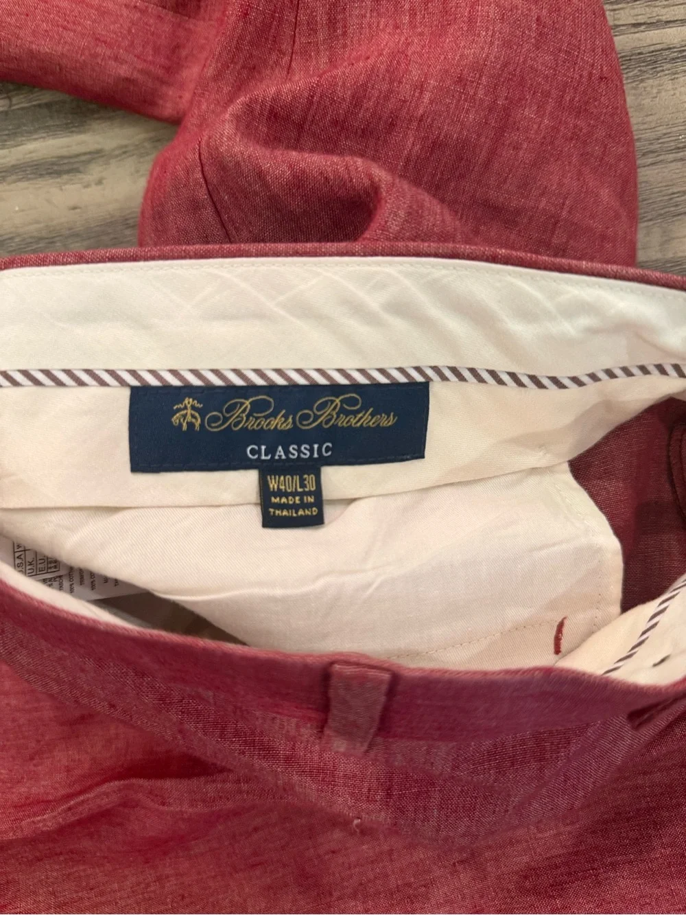 Brooks Brothers Classic Red Linen Flat Front Pants 40x30
